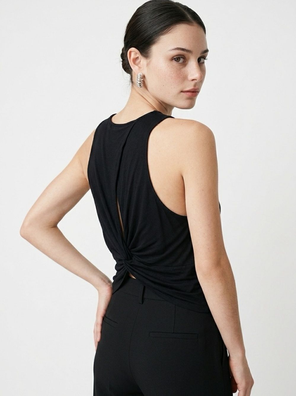 MOSSIMO | TARGET Black Casual Tie Back Tank Top Women’s Size Large
